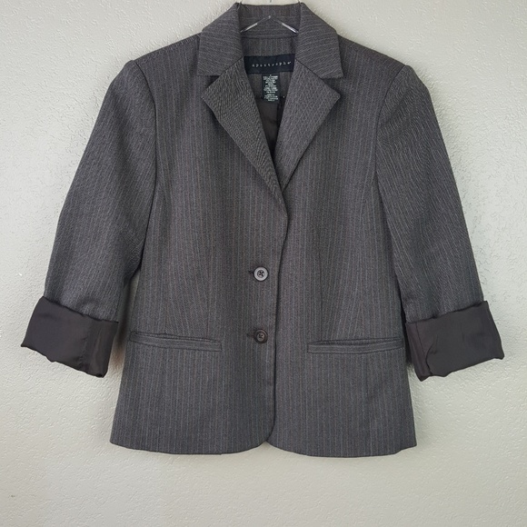 Apostrophe Jackets & Blazers - Apostrophe Brown Multicolor Pinstripe Blazer 2